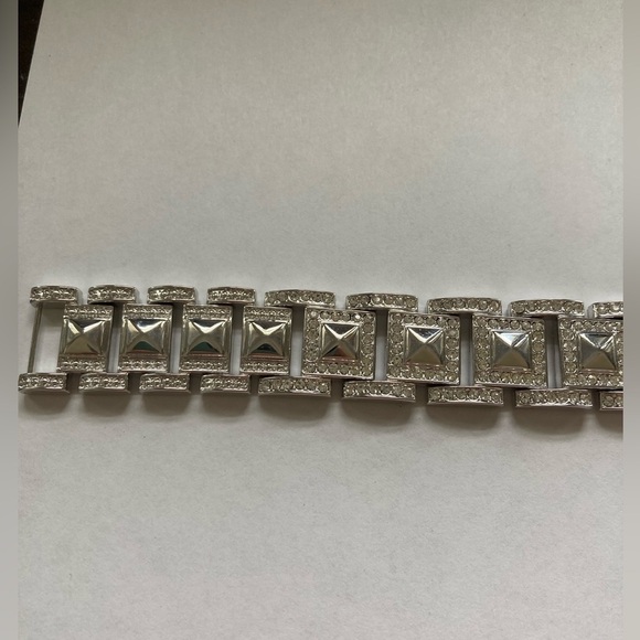 Panel Link Bracelet w/ Clear Rhinestones‎ - Picture 4 of 9